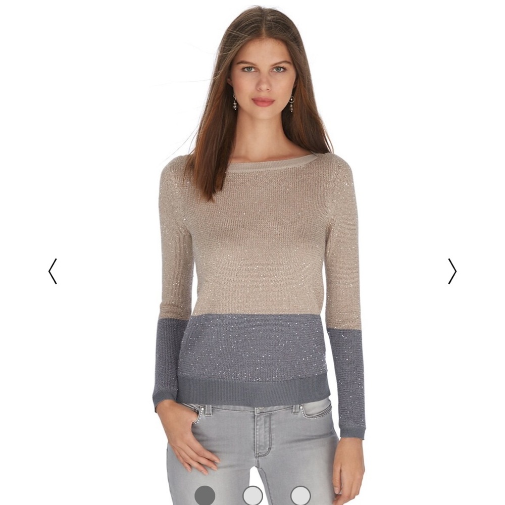 Long Sleeve Sequin Colorblock Pullover